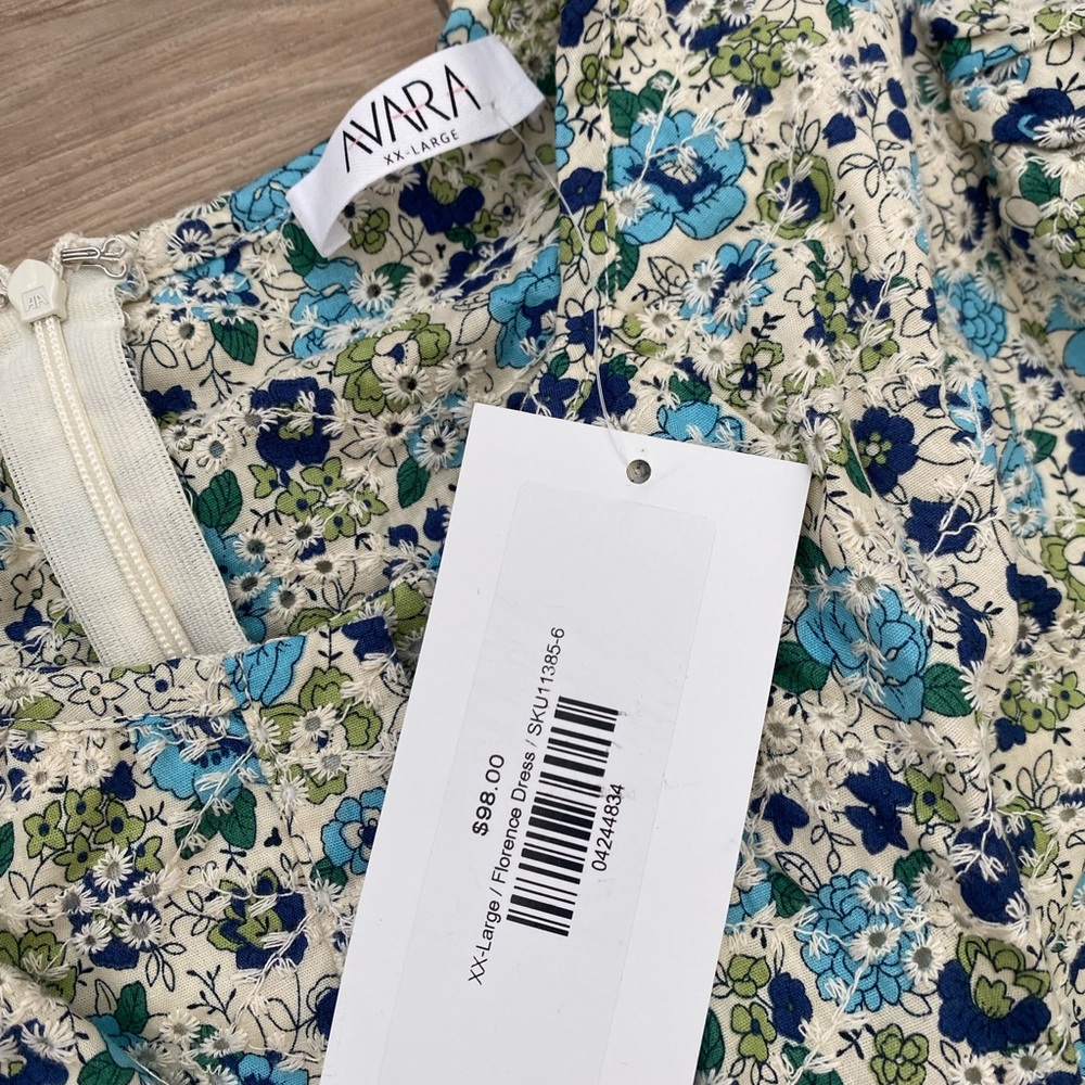 Zara Floral Mini Dress in Blue and Green - Picture 3 of 3